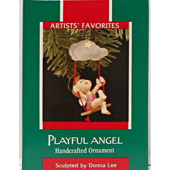 Hallmark Playful Angel Christmas Ornament 1989 Angel Swinging Cloud - Picture 1 of 2